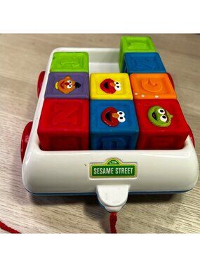 Sesame Street Alphabet Wagon & Blocks 1997 Vintage Tyco Pull Toy Incomplete
